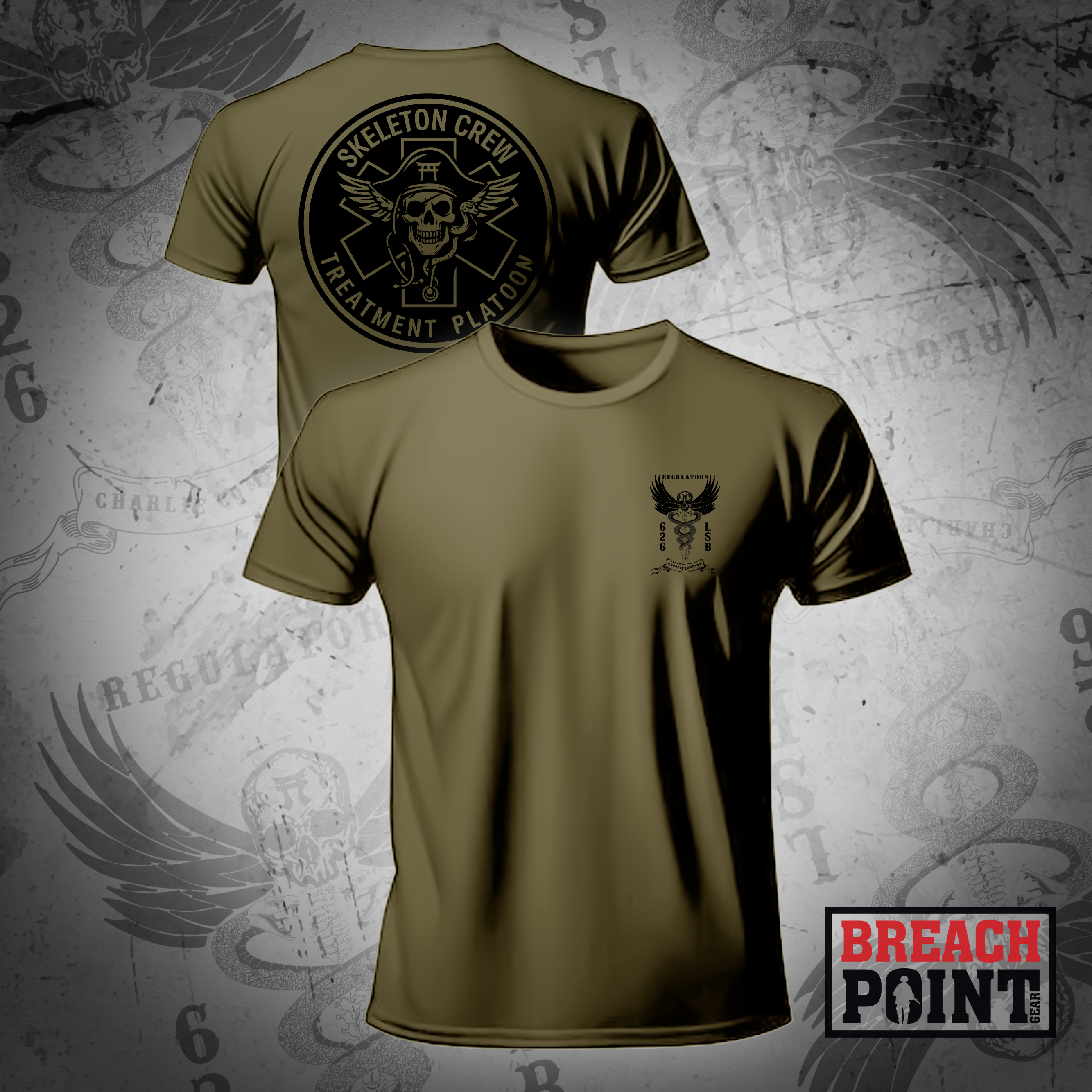"SKELETON CREW" Treatment Platoon/C/626th Light Support Battalion - Military Tee (1)