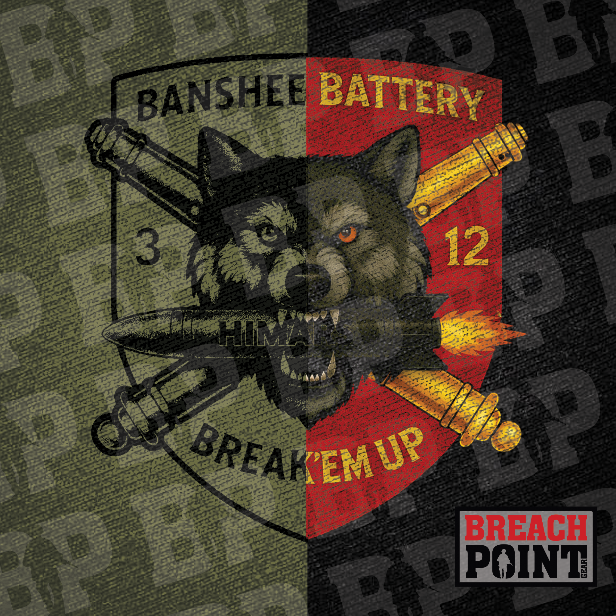 "BANSHEE" B/3-12th Field Artillery Regiment - Military Tee (B115-2)
