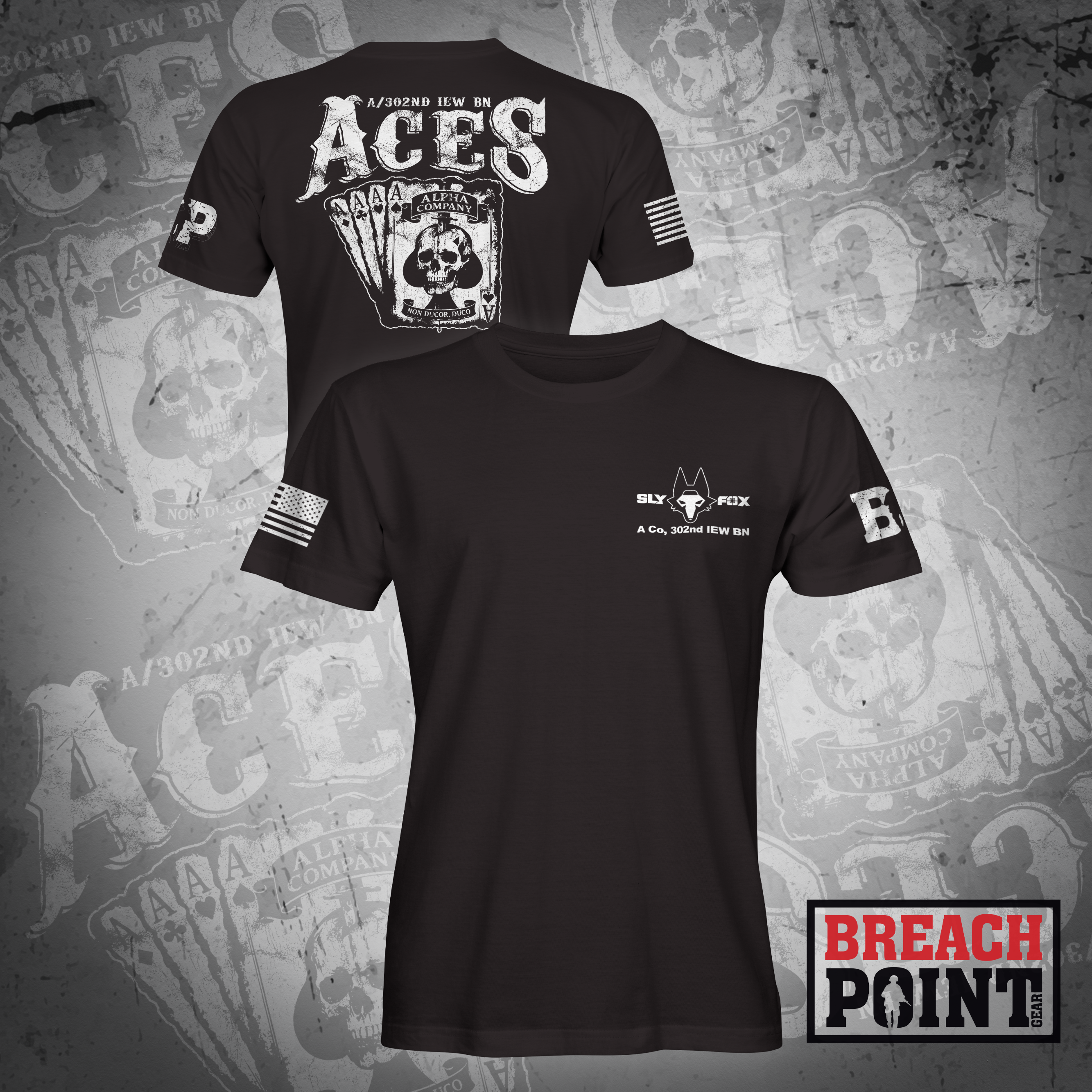 "ACES" A/302nd Intelligence and Electronic Warefare Battalion - T-Shirt (B82-BP)