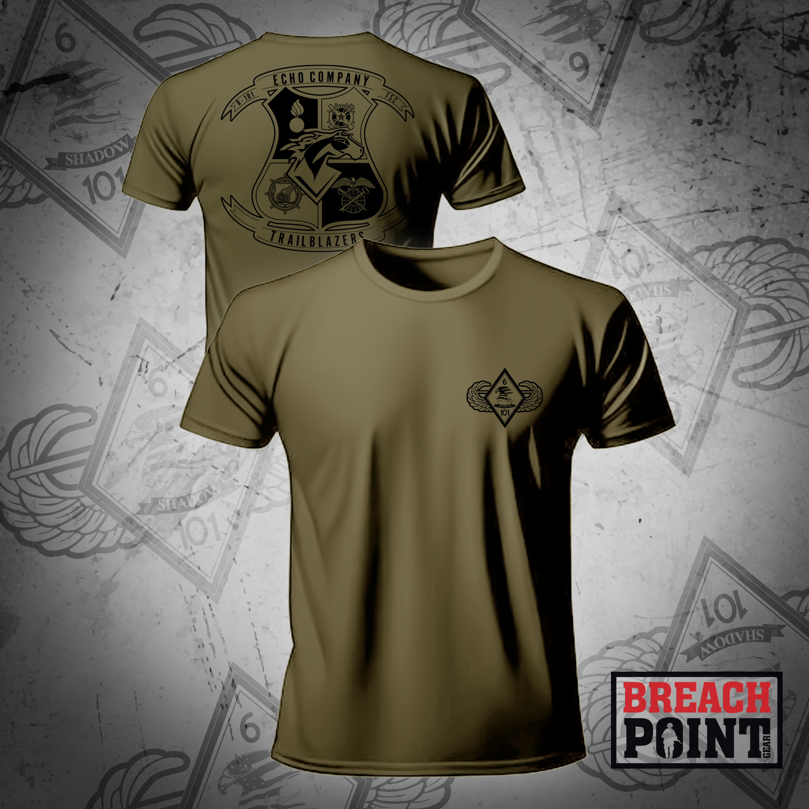"TRAILBLAZERS" E/6-101 Combat Aviation Brigade - Military Tee (1)