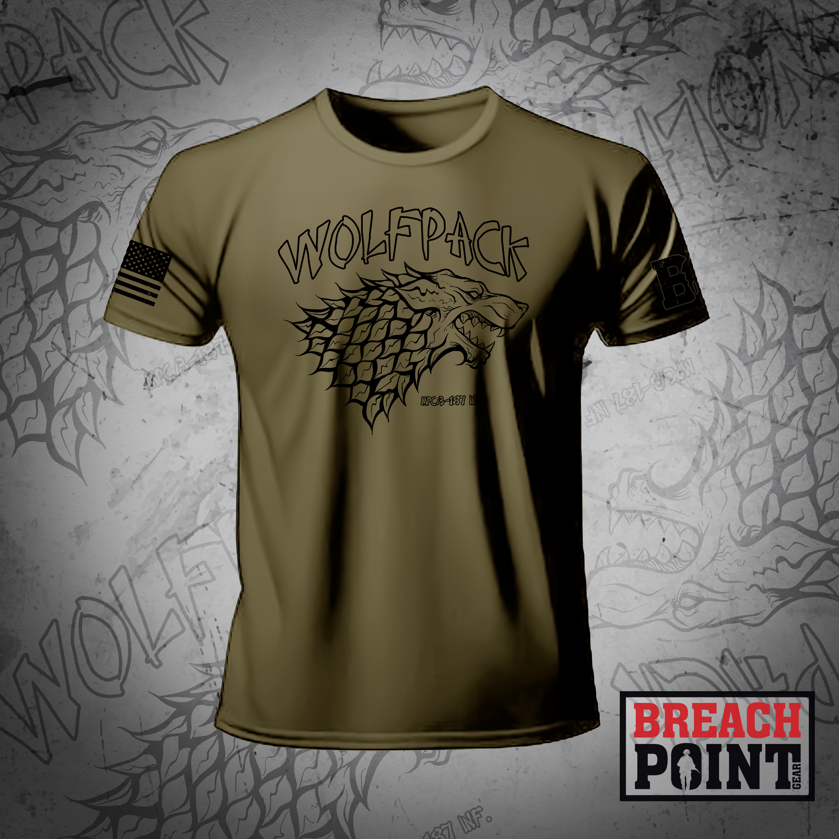 "WOLFPACK" MPC/3-187th Infantry Regiment - Military Tee (2)