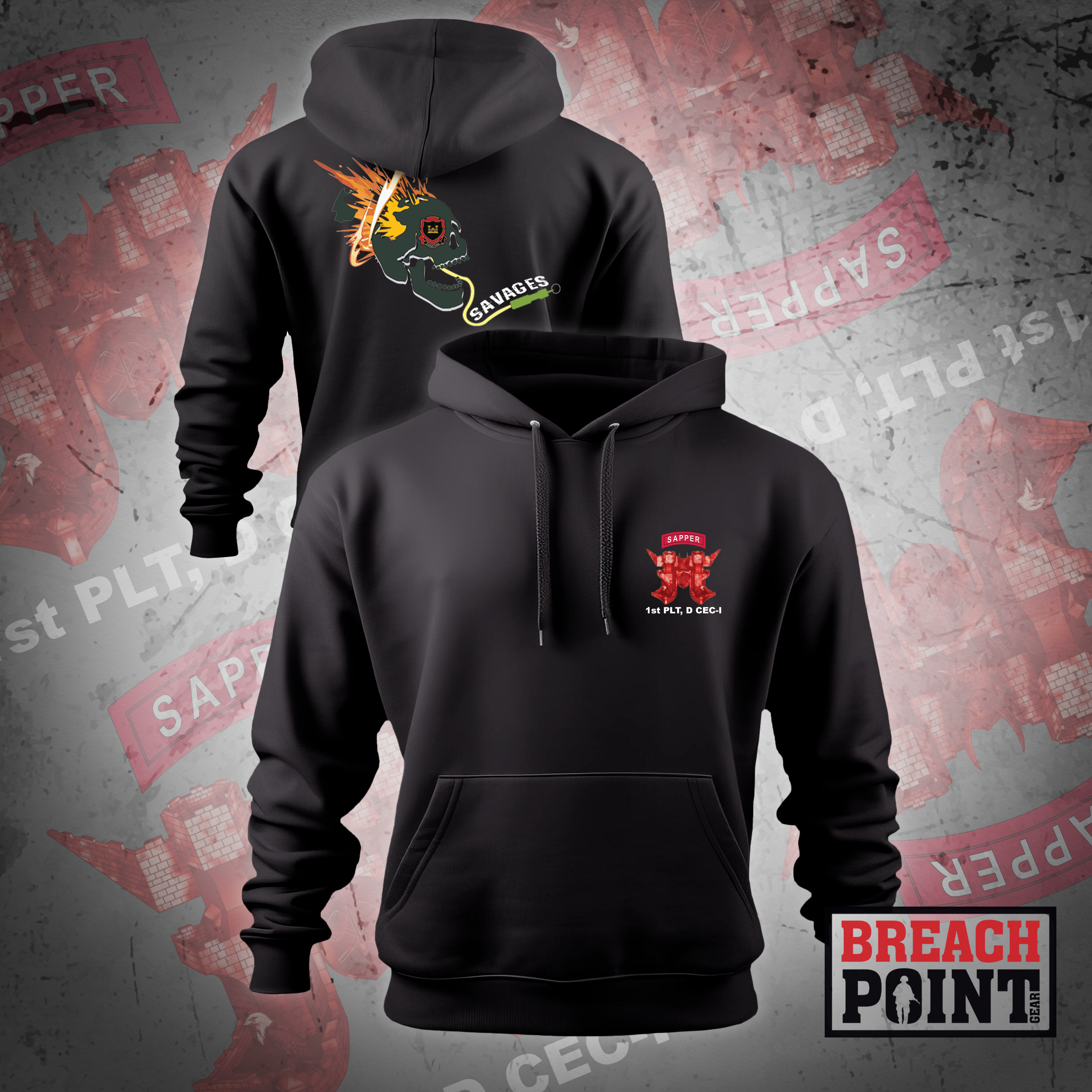 "SAVAGES" 1/D CEC-I/326th Division Engineer Battalion - Hoodie
