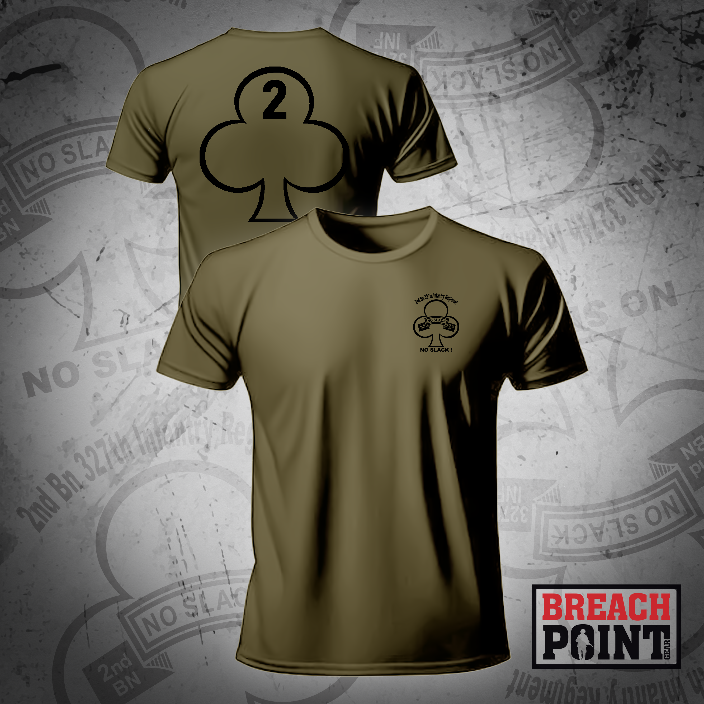 "NO SLACK" 2-327th Infantry Regiment - Military Tee (1)
