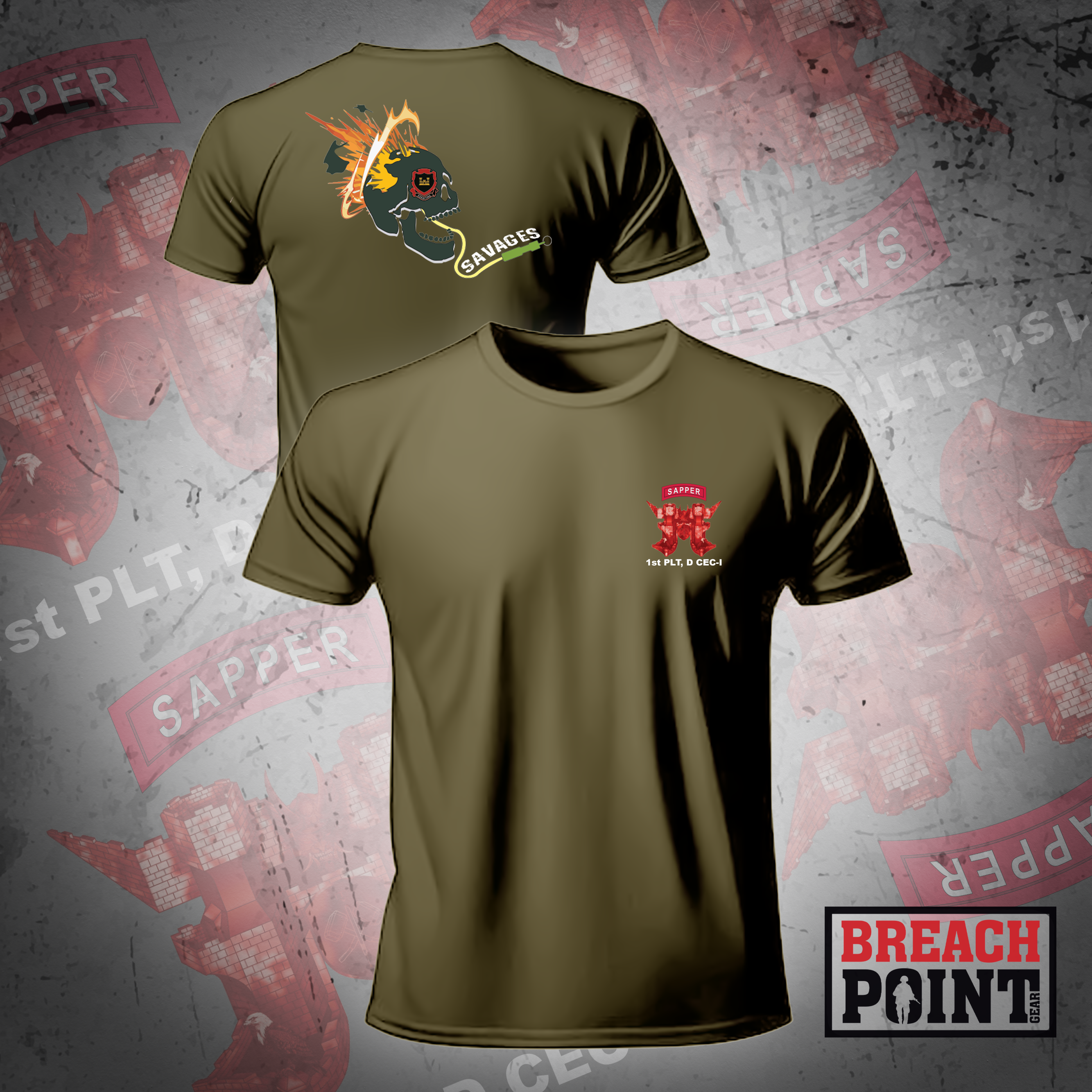 "SAVAGES" 1/D CEC-I/326th Division Engineer Battalion - Military Tee
