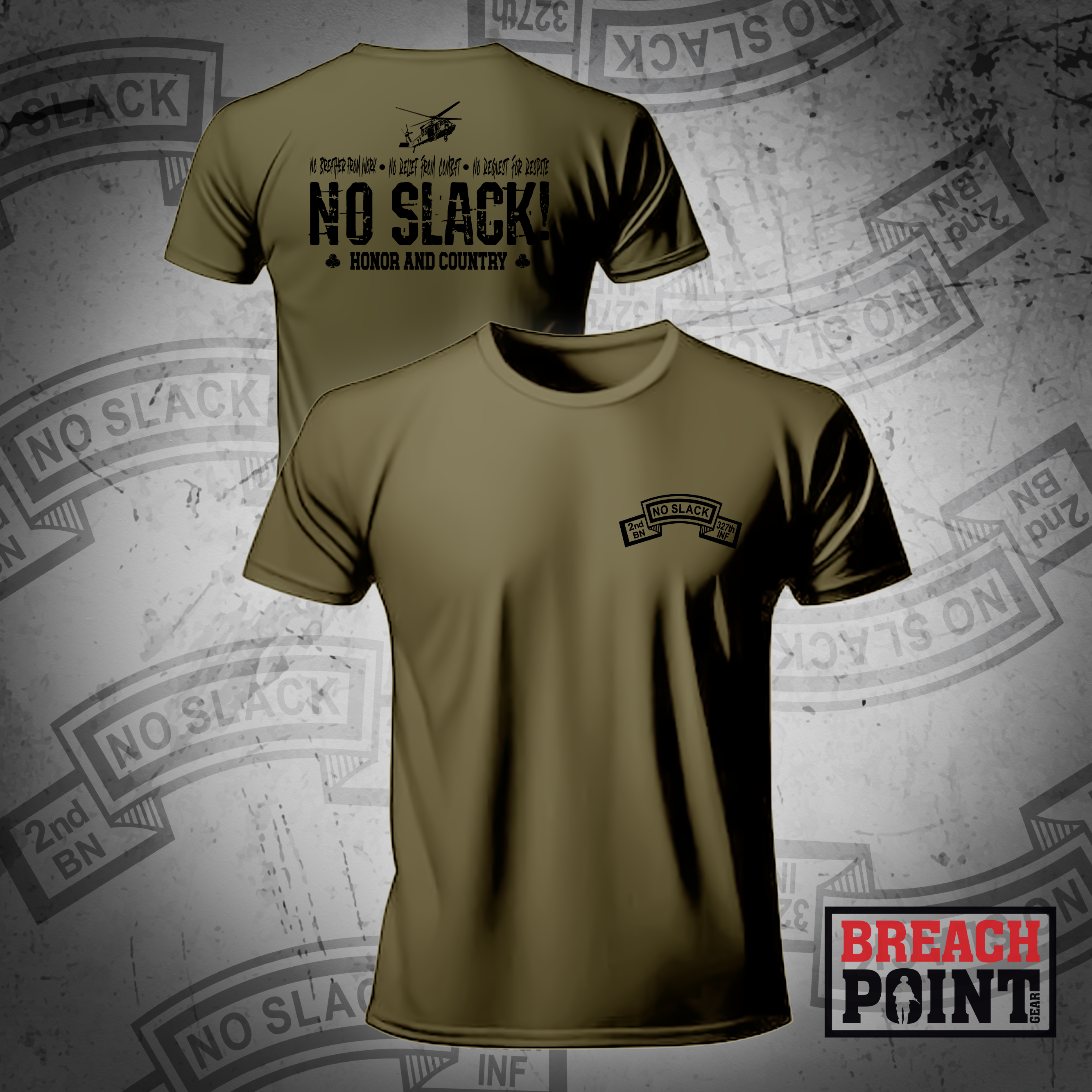 "NO SLACK" 2-327th Infantry Regiment - Military Tee (2)
