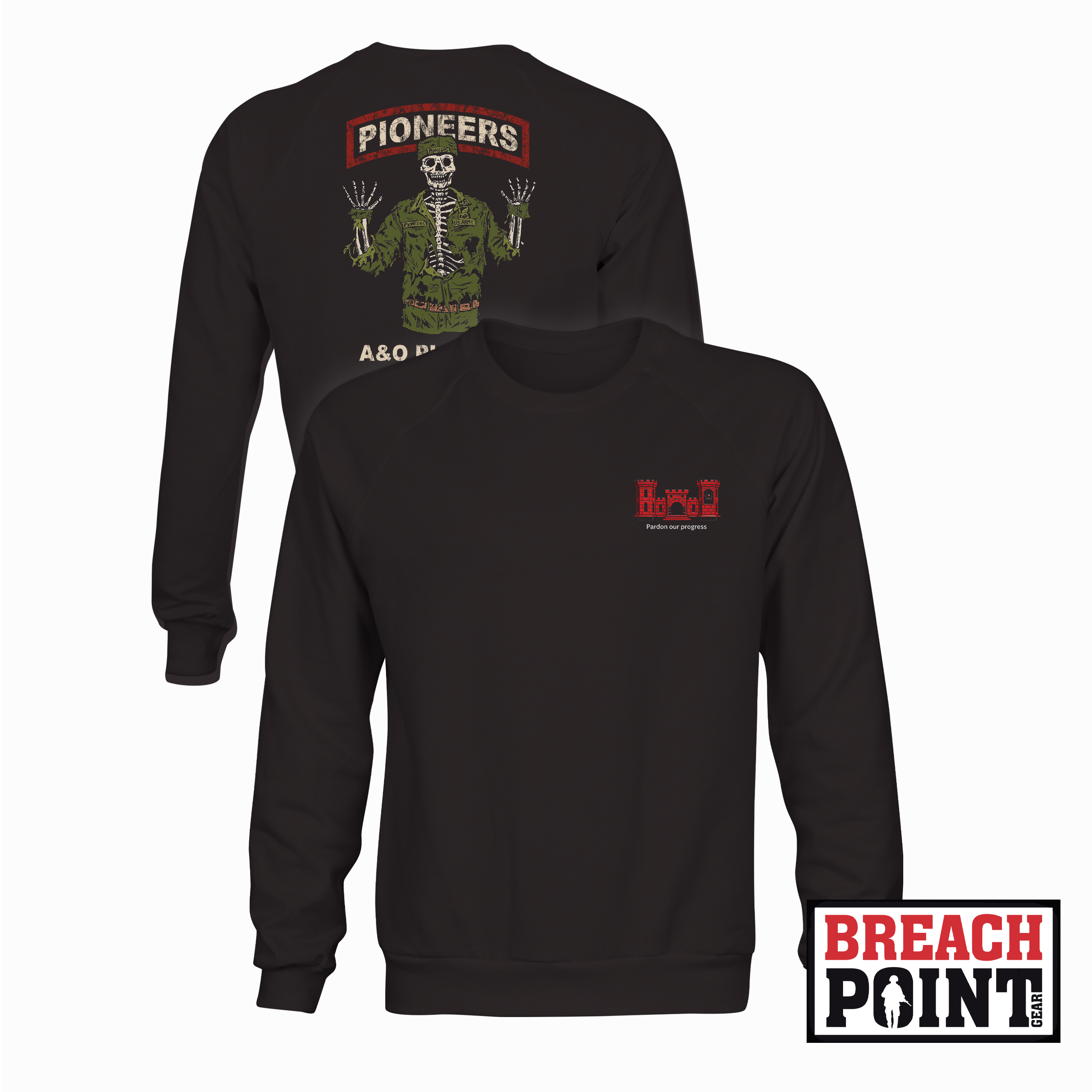 "PIONEERS" A&O/102nd CEC-I/326th Division Engineer Battalion - Sweatshirt (B129)