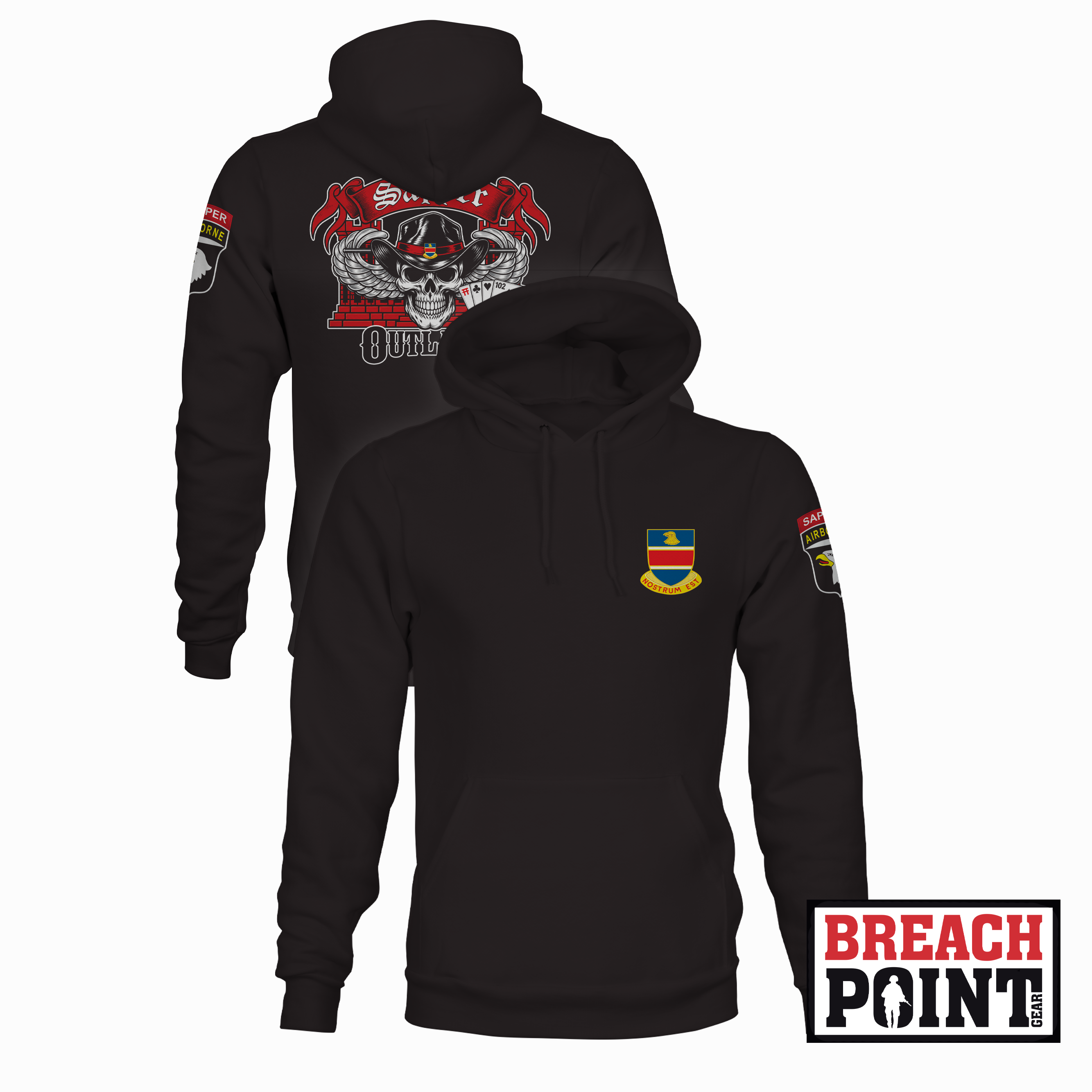 "OUTLAWS" 102nd CEC-I/326th Division Engineer Battalion - Hoodie (B161-2)