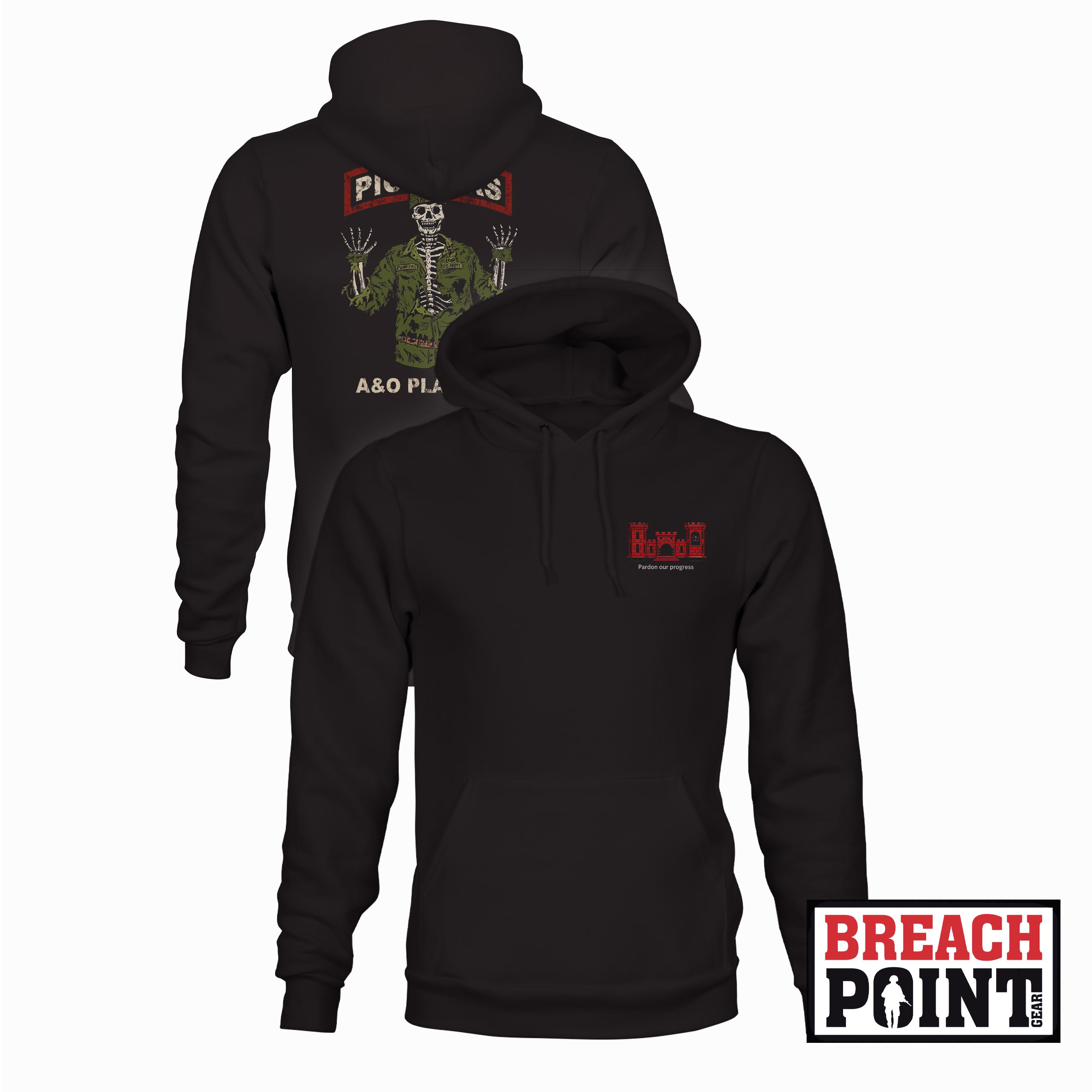 "PIONEERS" A&O/102nd CEC-I/326th Division Engineer Battalion - Hoodie (B129)