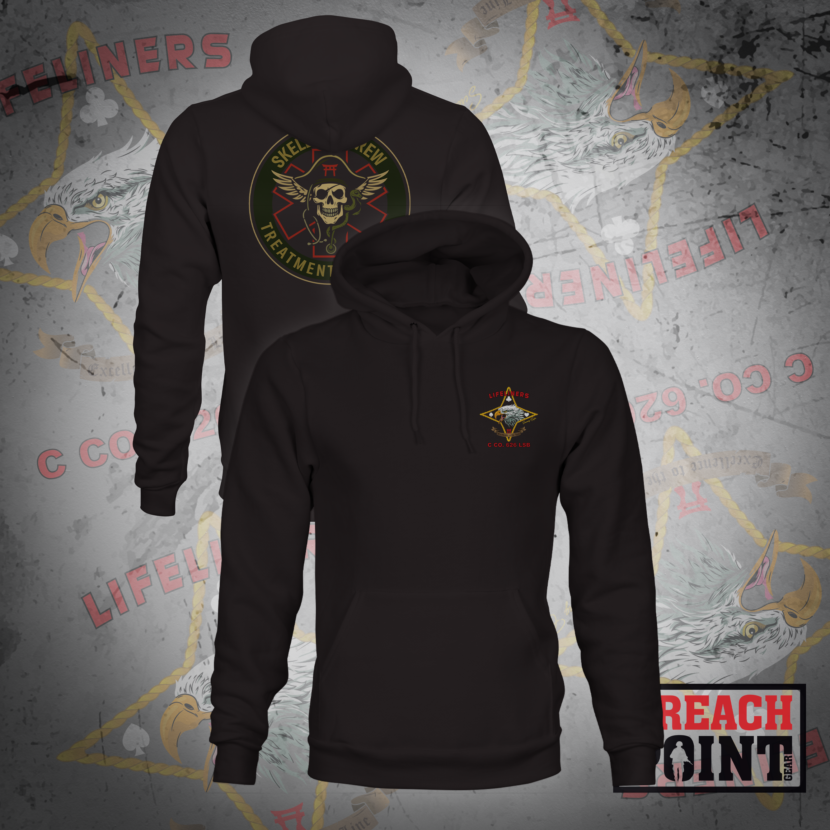 "SKELETON CREW" Treatment Platoon/C/626th Light Support Battalion - Hoodie (1)