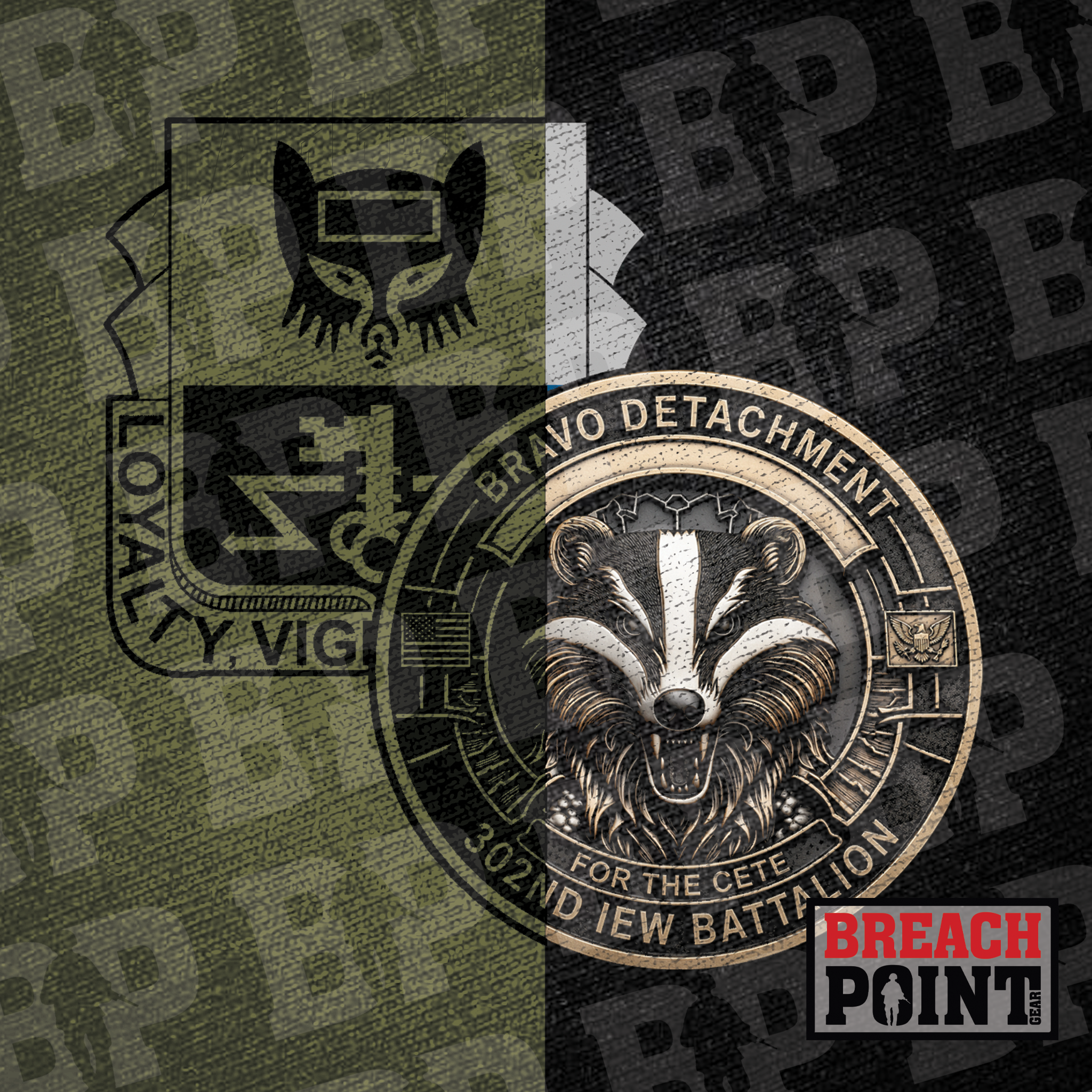 "BADGERS" B/302nd Intelligence and Electronic Warfare Battalion - Military Tee (B152-2)