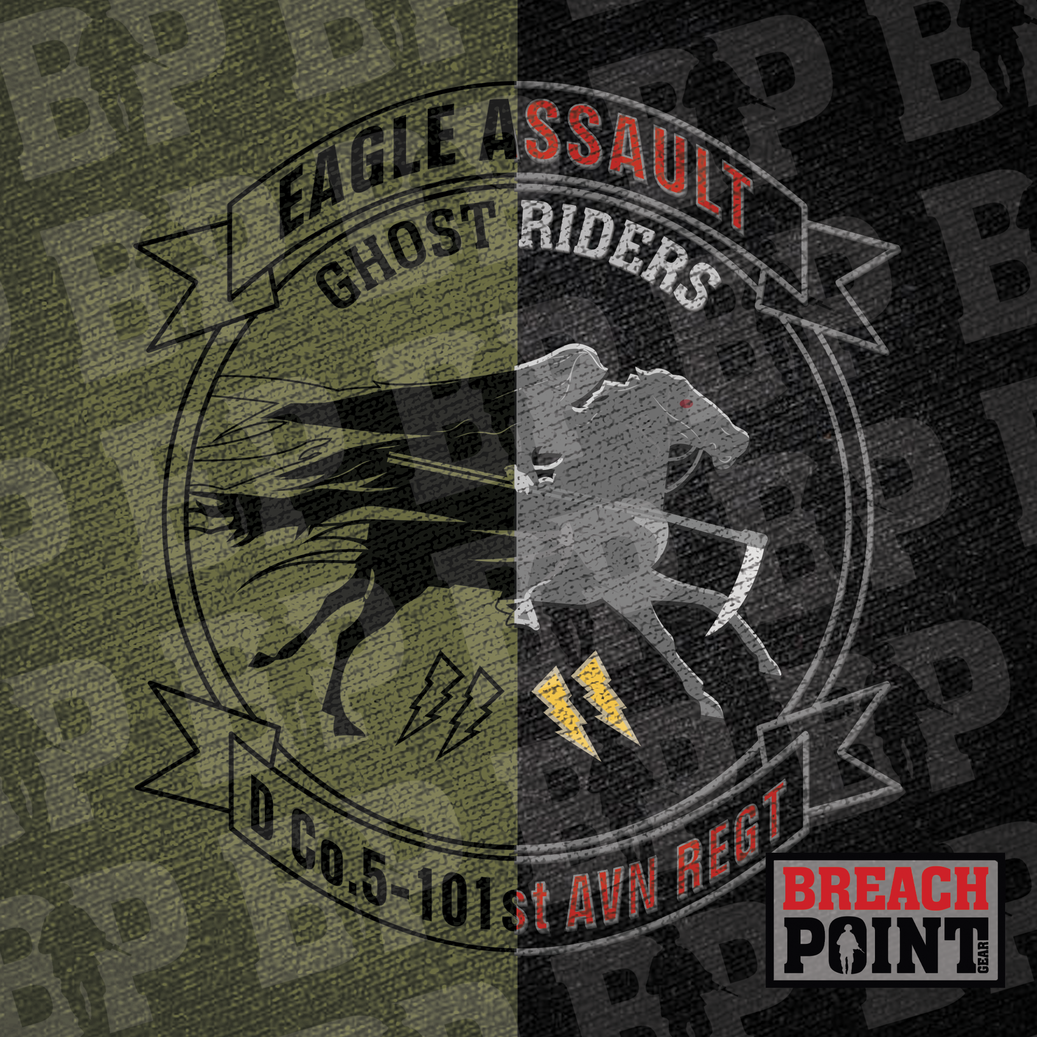 "GHOST RIDERS" D/5-101st Combat Aviation Brigade - T-Shirt (B109)