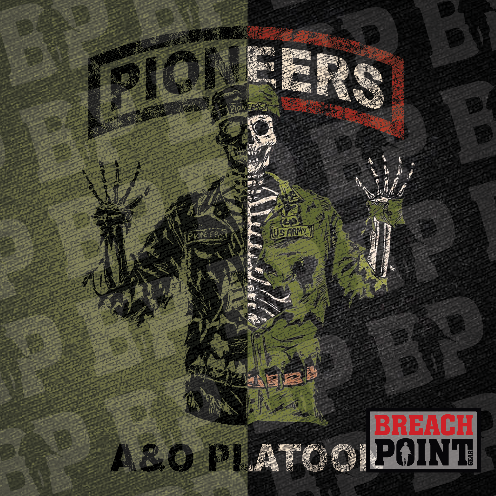 "PIONEERS" A&O/102nd CEC-I/326th Division Engineer Battalion - Military Tee (B129)