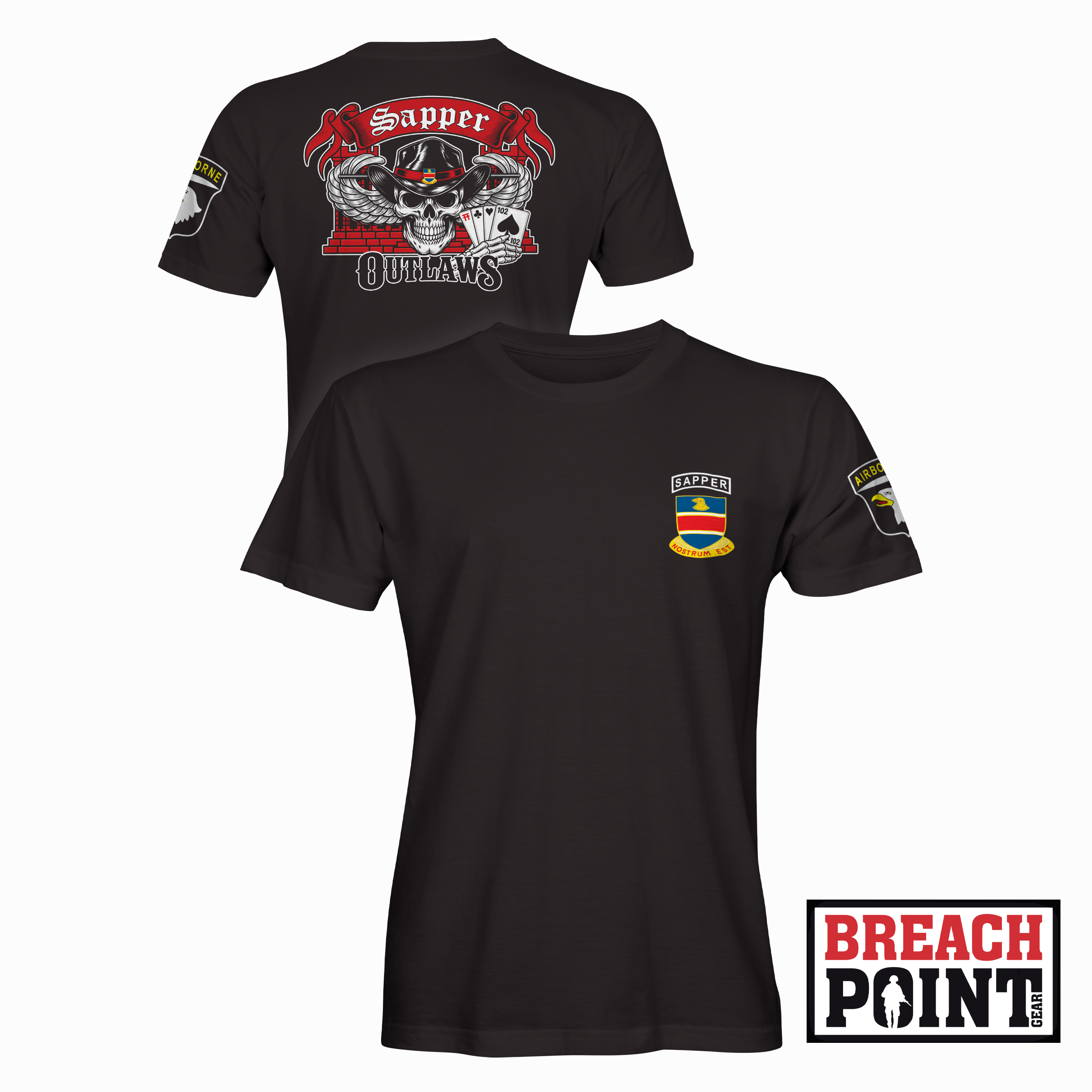 "OUTLAWS" 102nd CEC-I/326th Division Engineer Battalion - T-Shirt (B161-1)